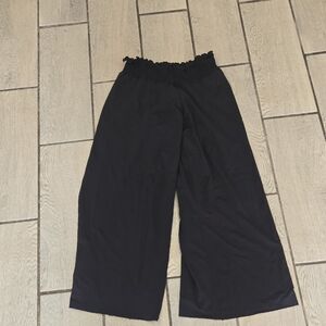 Black Casual Wide-Leg Cropped‎ Pants